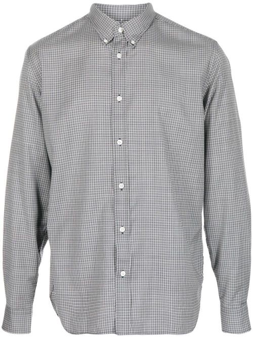 Fine-check virgin wool shirt - Blue