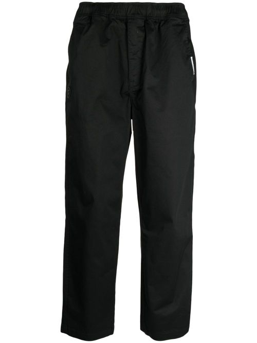 Elastic-waist straight-leg trousers - Black