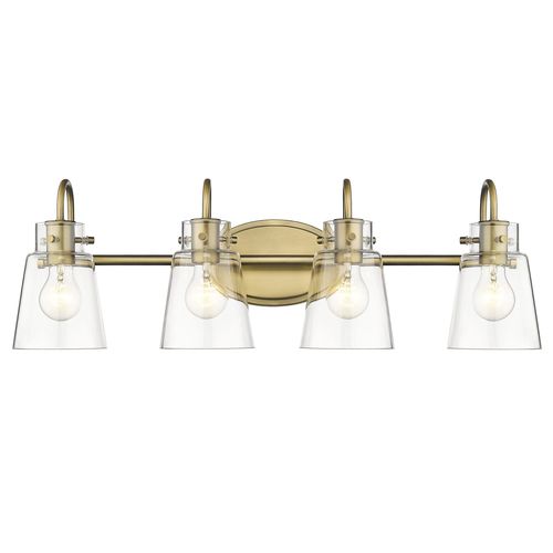 Antique Brass Four Light Vanity from the Bristow Collection
