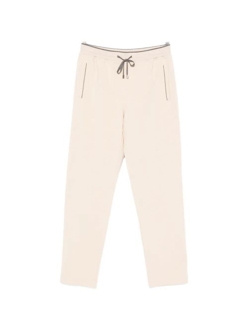 Logo-Embroidered Drawstring Joggers — Beige