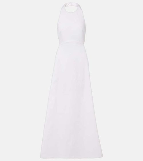 Halterneck cotton-blend maxi dress