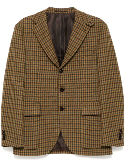 Gingham checked single-breasted blazer - Yellow