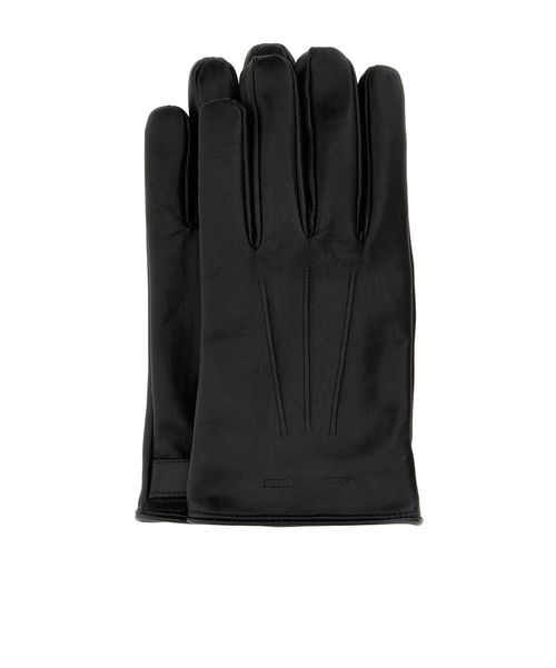 Debossed-logo leather gloves