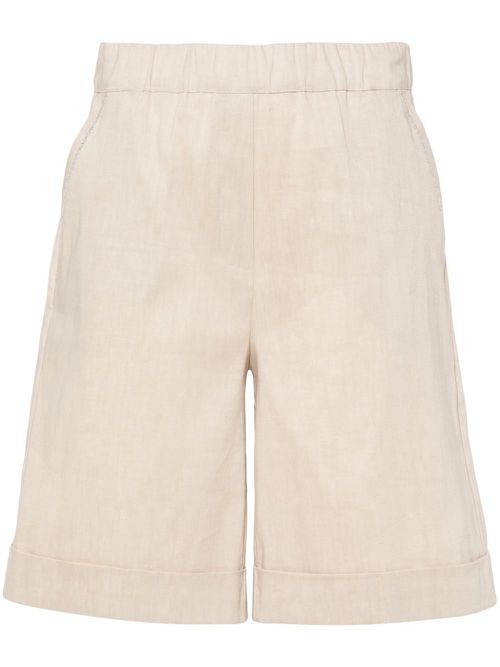 High-waisted tailored shorts - Neutrals