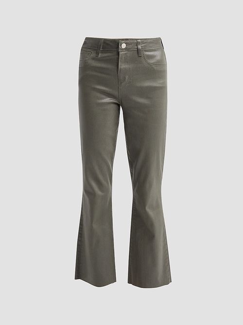 Women's Kendra High-Rise Crop Flare Jeans - Ash Olive Coated