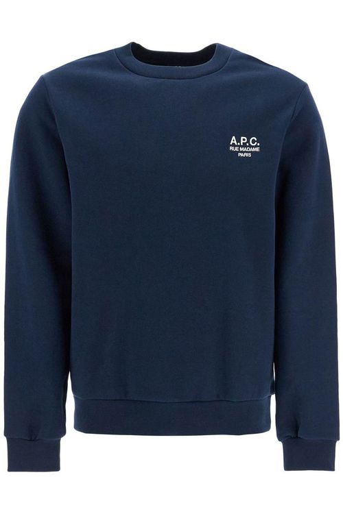 Unisex dark blue organic cotton sweatshirt with embroidered logo