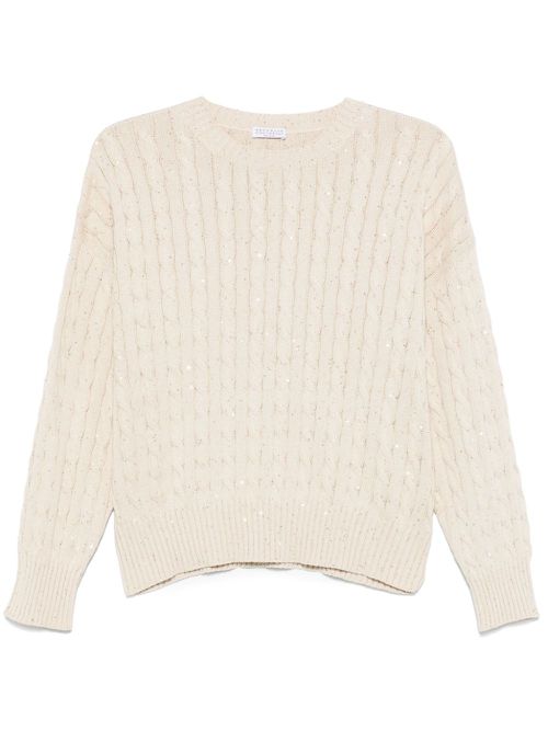 Sequin-embellished sweater - Neutrals