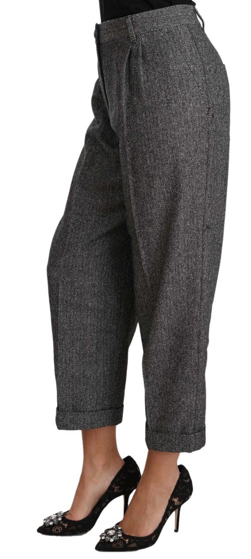 Herringbone Wool Trousers — Gray