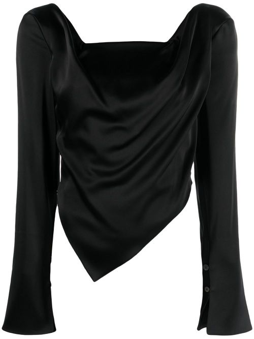 Bintou draped asymmetric-hem top - Black