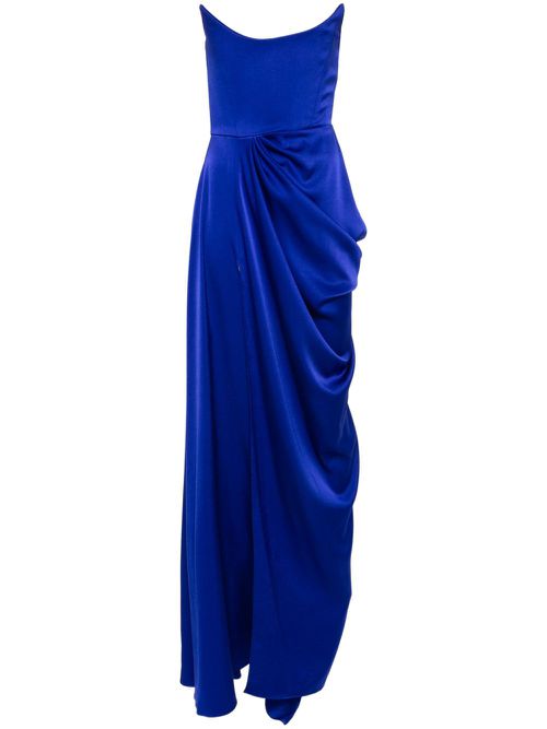 Draped-detail crepe gown - Blue