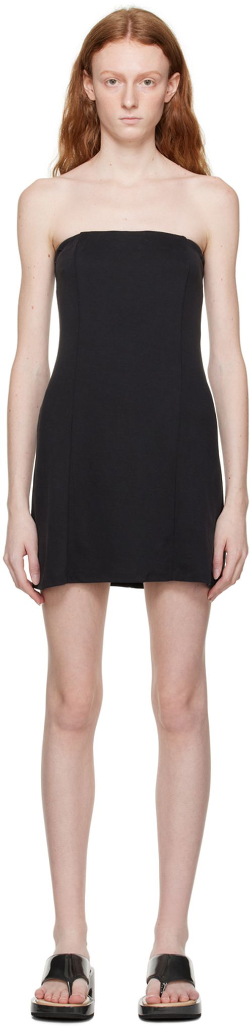 Black pom mini dress