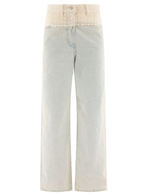 Givenchy Mixed Denim Wide Leg Jeans in White & Light Blue - Denim-Light. 27 also in