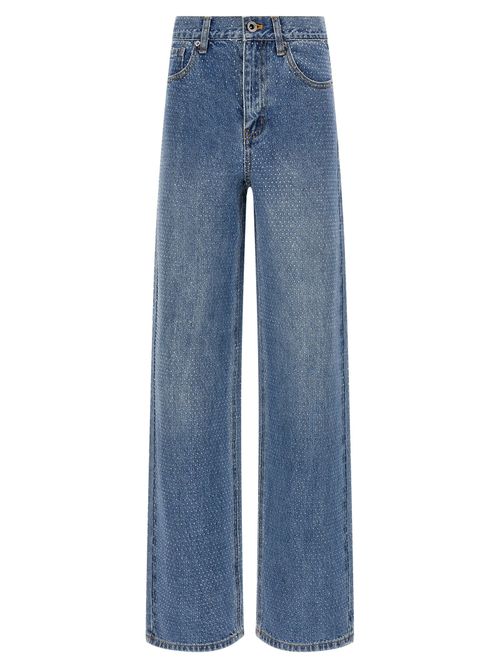 Rhinestone Denim Straight Leg Jeans