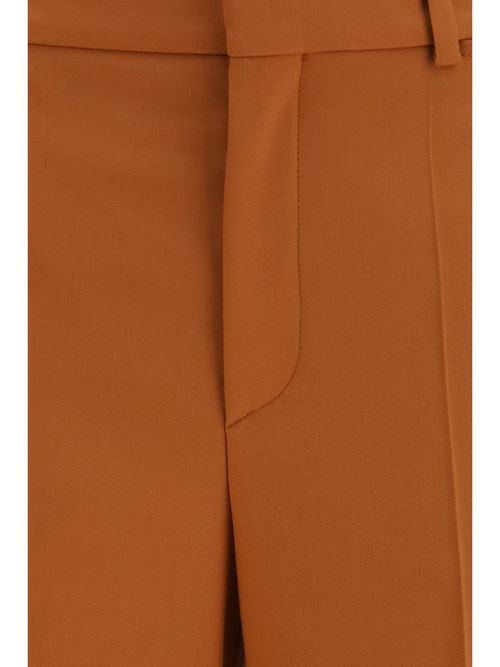 High-Waisted Flared Cotton Trousers — Orange