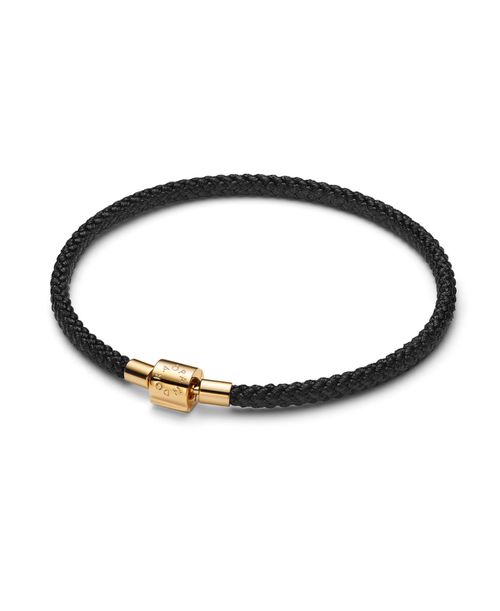 Shimmering Black Cord Bracelet - Gold