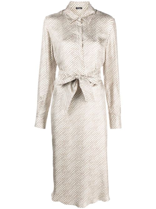 Abstract-print silk shirt dress - Brown