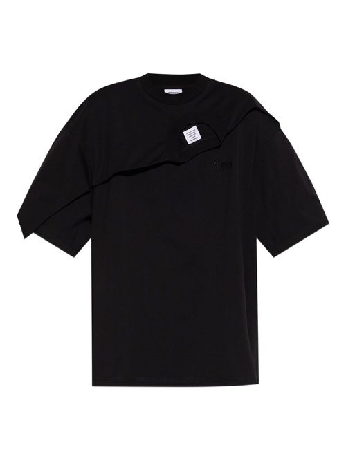 Layered-panel T-shirt - Black
