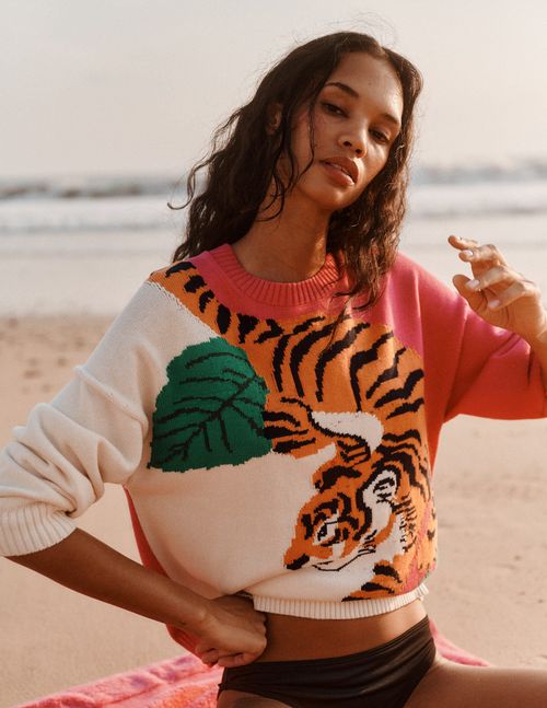 Women's Jacquard Jumper in White | Size XS