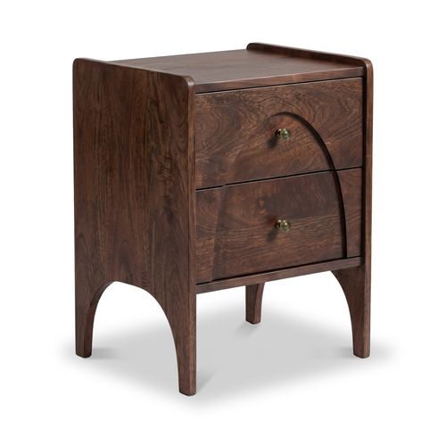 Como Dark Stain Mango Wooden Arched Bedside Table | Roseland