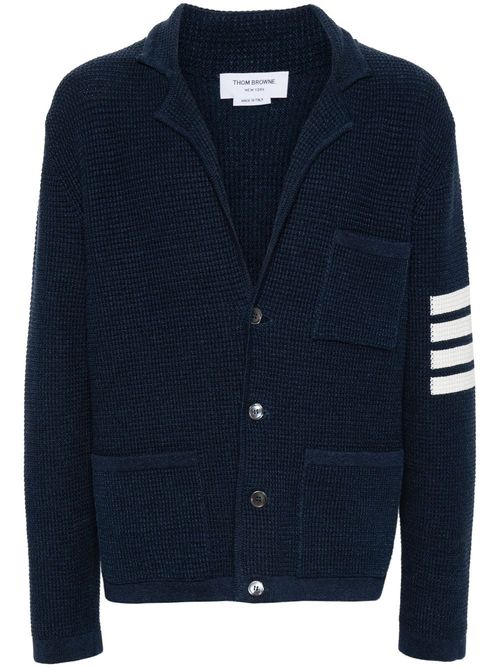Thom Browne Blue Linen Blend Cardigan