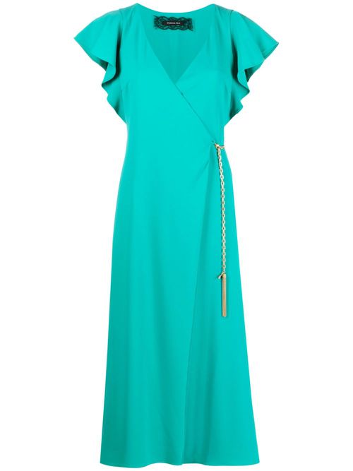 Ruffle-sleeve midi dress - Green