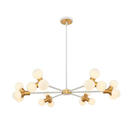 White and New Brass LED Chandelier from the Tres Collection