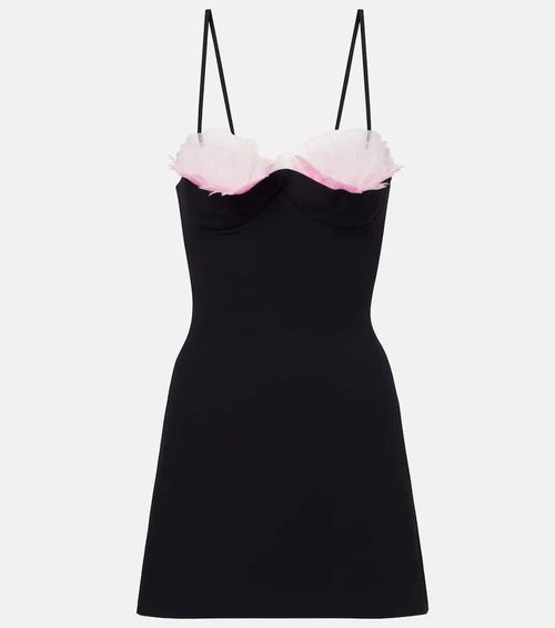 Feather-trimmed cady minidress