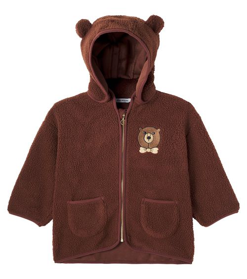 Bear embroidered fleece hoodie