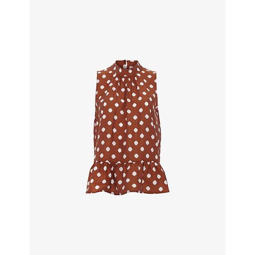 Womens Indie Polka-Dot Linen-Blend Blouse