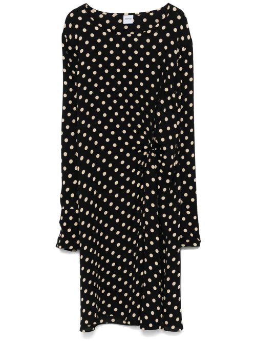 Polka-dot midi dress - Black