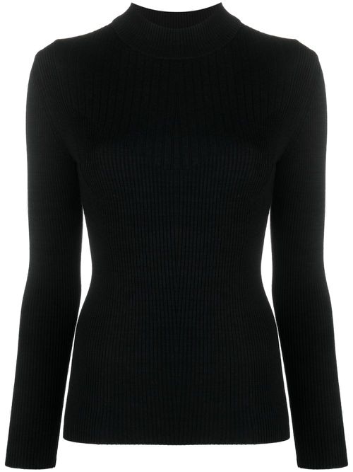 Ribbed-knit roll-neck jumper - Black