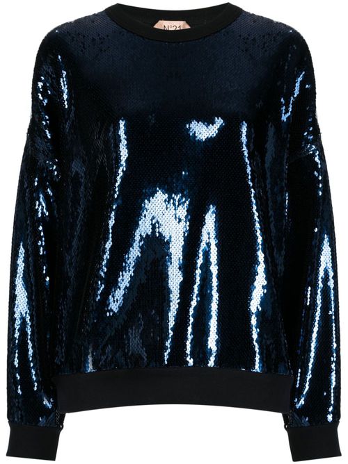 Sequin crew-neck sweatshirt - Blue