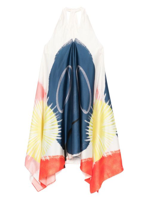 Graphic-print midi dress - Blue
