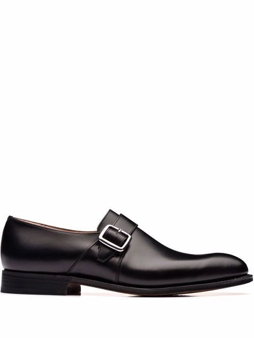Almond-toe monk shoes - Black