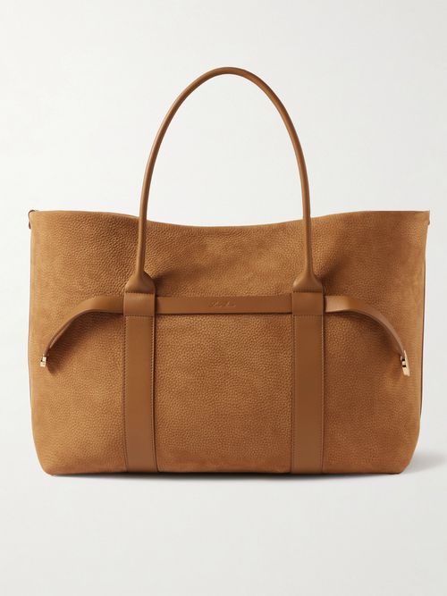 로로피아나 여성 Ghiera Large Leather-trimmed Nubuck Tote