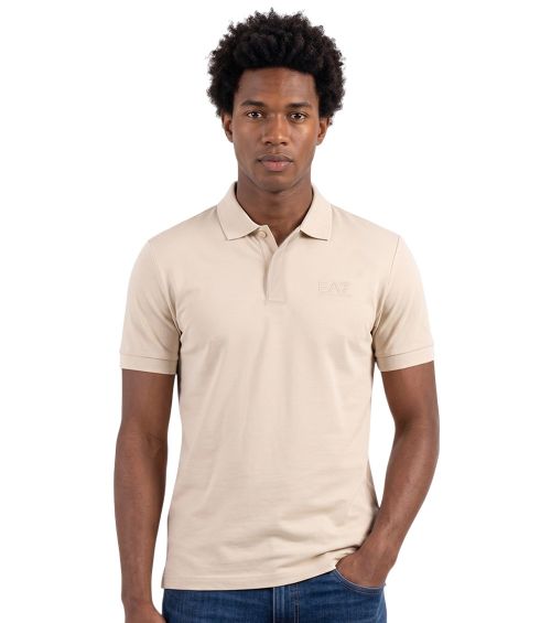 Beige Solid Shirt Collar Polo