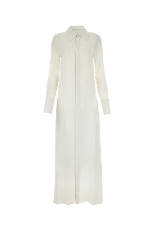Chalk crepe shirt dress