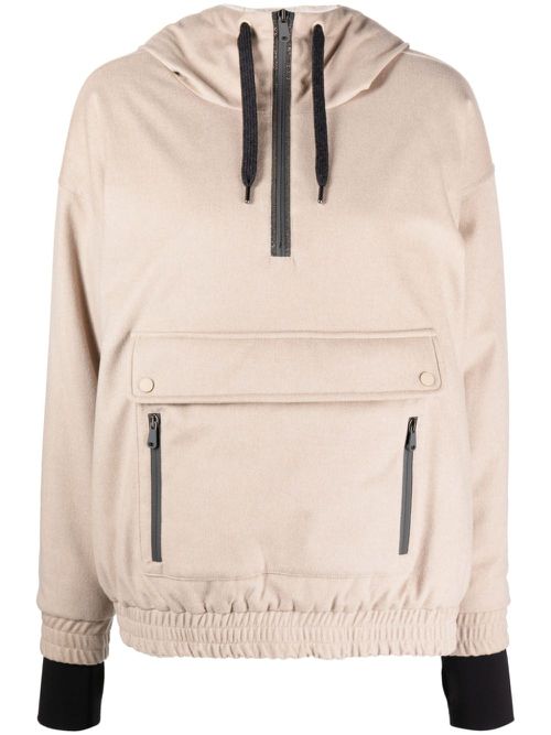 Half zipped long-sleeve hoodie - Neutrals