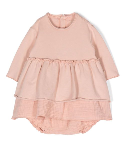 Round-neck ruffle dress - Pink