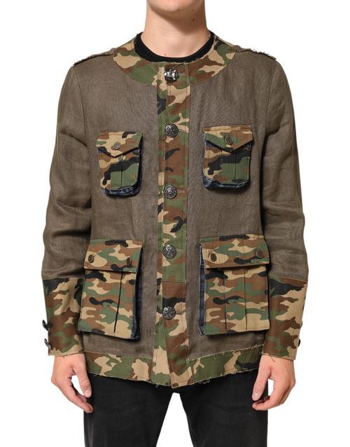Camouflage Linen Jacket — Brown