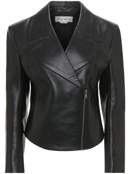 Tailored leather biker jacket - Black