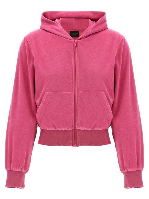 -Rhinestone Logo Hoodie Felpe Fucsia-Donna