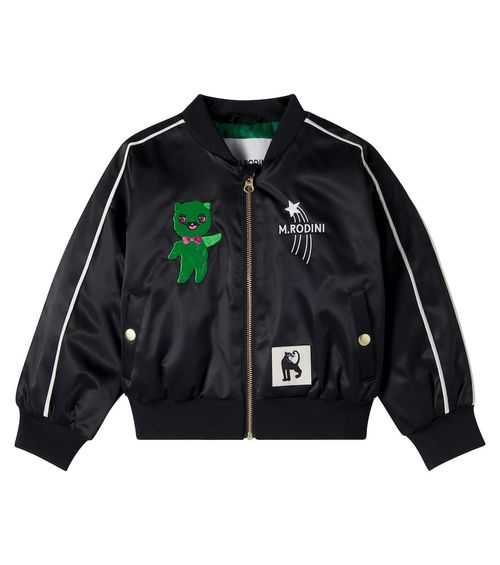 Embroidered satin varsity jacket