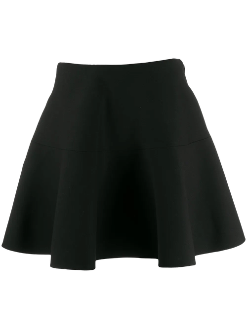 Wool and Silk Flared A-Line Skirt — Black