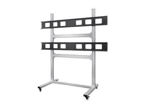 Commercial Series 2x2 Video Wall Mount Bracket System Rolling Display Cart with Micro Adjustment Arms For LED TVs 32in to 55in, Max Weight 1