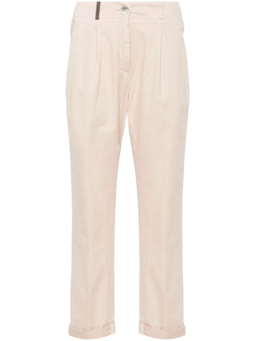 Cropped Tapered Trousers — Beige