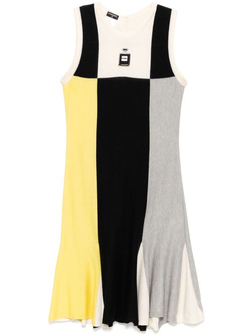 2008 logo patch sleeveless dress - Black