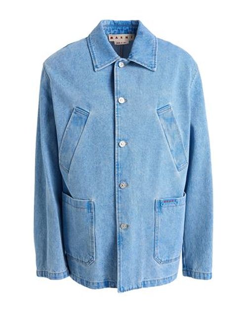 Man Denim outerwear Blue Size 40 Cotton