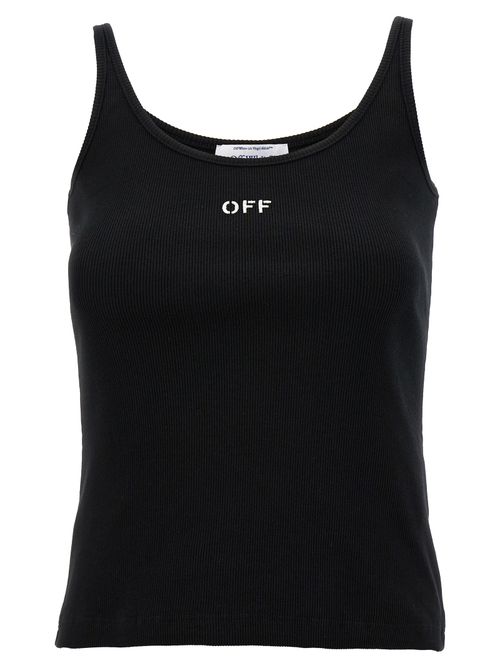 Logo-Embroidered Ribbed Cotton Tank Top — Black