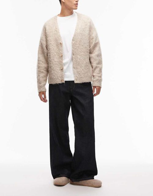 Twisted baggy fit jeans in dark blue rinse wash